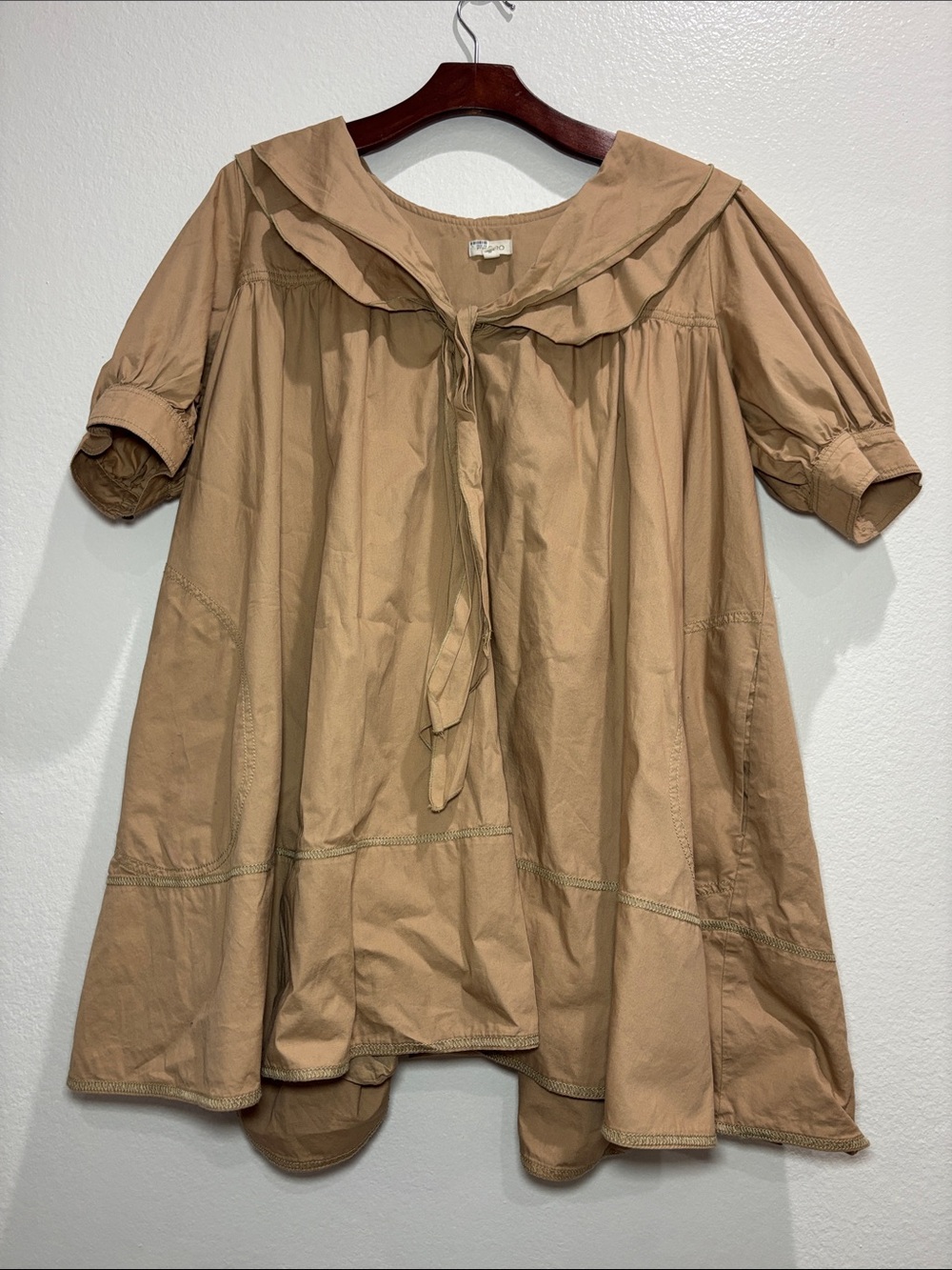 pilcro by anthropologie Short-Sleeve Bow-Front Tunic Mini Dress size large - Picture 4 of 7